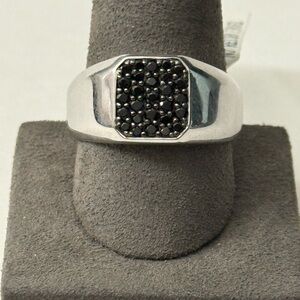 WT $720 EFFY 925 STERLING SILVER ,BLACK SPINEL RING